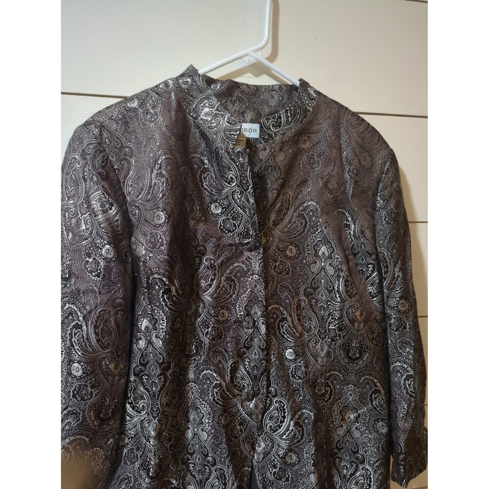 Sag harbor Silver Brocade Blazer size 16. Formal jacket full winter holiday